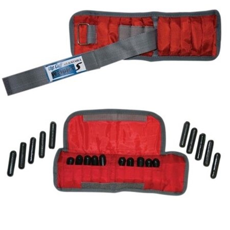 Fabrication Enterprises 10-3341-2 4 lbs Cando Adjustable Wrist Weight; Red - 2 Each 10-3341-2